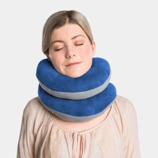 Travelon BCOZZY Deluxe Wrap-N-Rest Travel Neck Pillow Double Support Blue Gray
