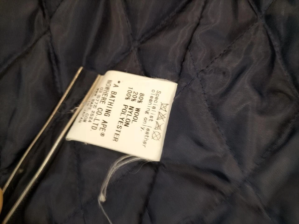Bape 2005 Aoyama Exclusive Leather Sleeve Varsity Jacket Nigo Milo OG Vintage L - Image 4 of 4