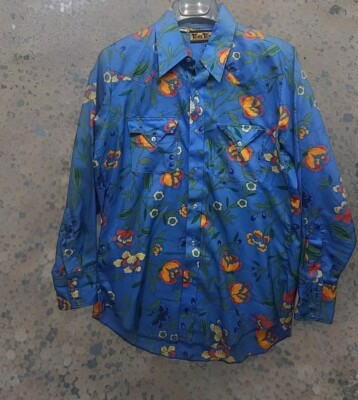 Vtg Tem Tex Long Sleeve Button Up Shirt L Western Cowboy 