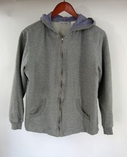 Rebecca Malone Sz M Hoodie Jacket Gray Purple Pockets Zipper Front Cotton Medium