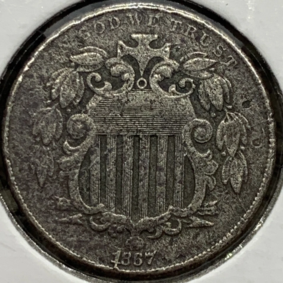 1867 SHIELD NICKEL WITH CUD ERROR ON "1" - Image 4 of 4
