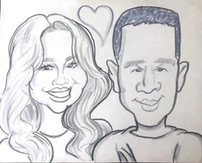 11x14 Custom Caricature, Drawing From Photo, Funny Caricature Family Pet Cartoon