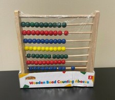 Real Wood Toys Wooden Bead Counting Abacus New in Package Math Balls Learn