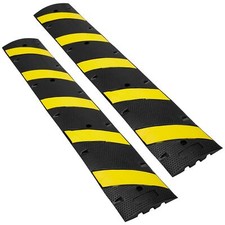 2 PCS 72'' Rubber Speed Bump 2 Channel 22000lbs Load Heavy Duty Speed Hump