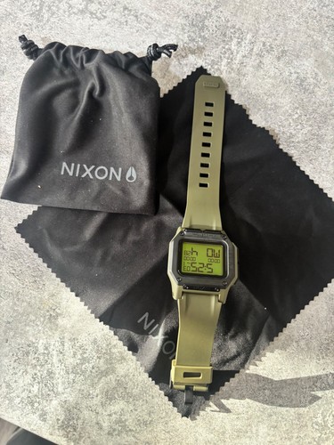 NIXON Regulus OD Green Digital Watch 100mm Silicone Strap Water Resistance