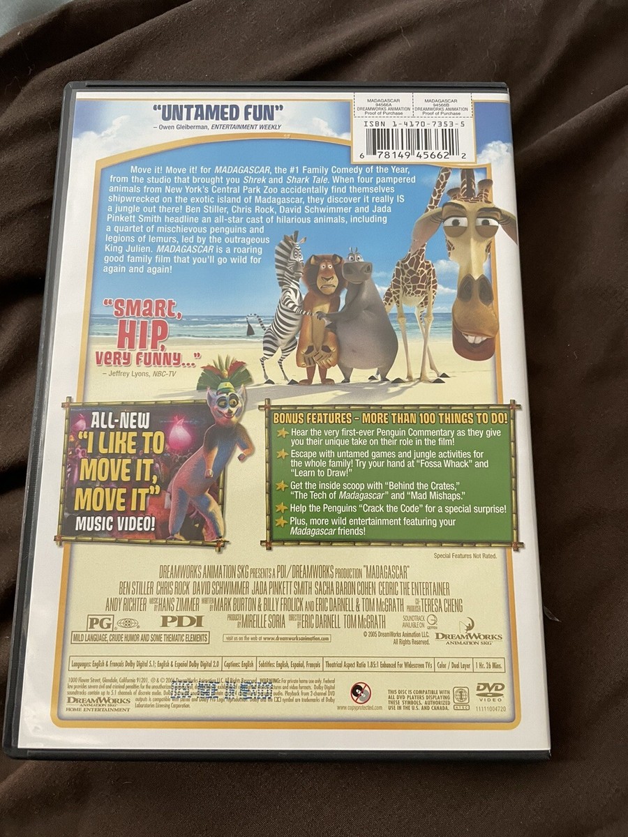 Madagascar DVD Widescreen Dreamworks 678149456622| eBay
