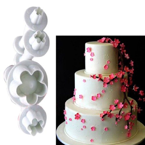 4Pcs Plum Flower Fondant Cake Cutter Plunger Cookie Mold Decorating Candy Mo_bf - Picture 11 of 12