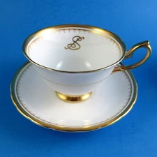 White and Gold Embassy Royal Chelsea Teacup and Saucer Set