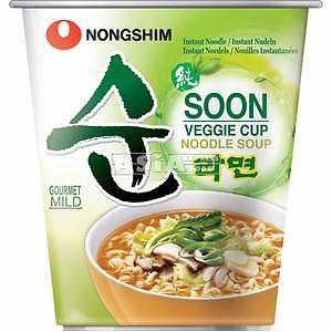 Sopa de pasta Nong Shim vegetariana ramen en taza 67 g verduras aromáticas picantes
