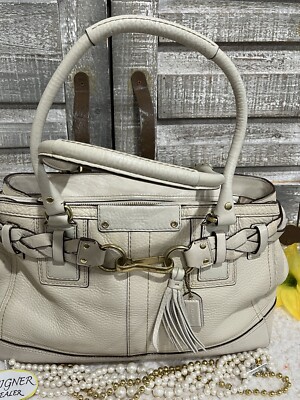 Authentic COACH Hampton Off White Leather Carryall Satchel 10529