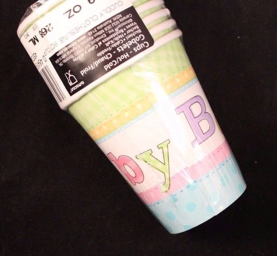 Amscan Hot/Cold Baby Party Cups Cuddly Clothesline 9 oz / 266 ml X 24 Cups - Image 2 of 2