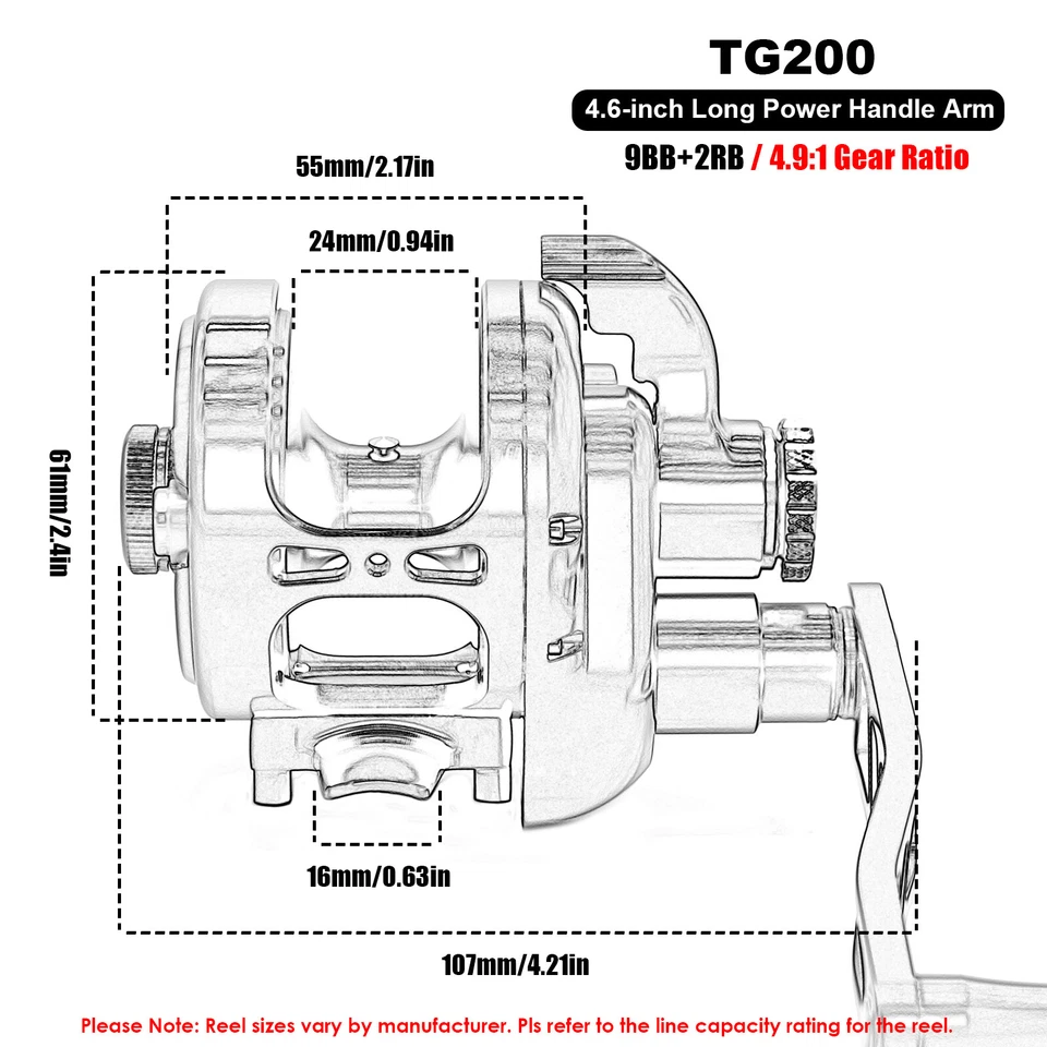CAMEKOON Multirolle 9+2 Kugellager Schiebebremse Salzwasserangeln Trollingrolle - Bild 4 von 4