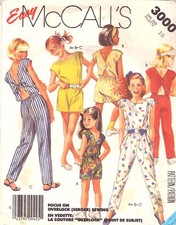 McCall's 3000 Girl's Jumpsuit: Sleeveless-Boat Neckline-Pockets Size 10