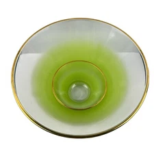 Vintage Blendo Chip And Dip Set Lime Olive Frosted Gold Trim MCM, No Bracket