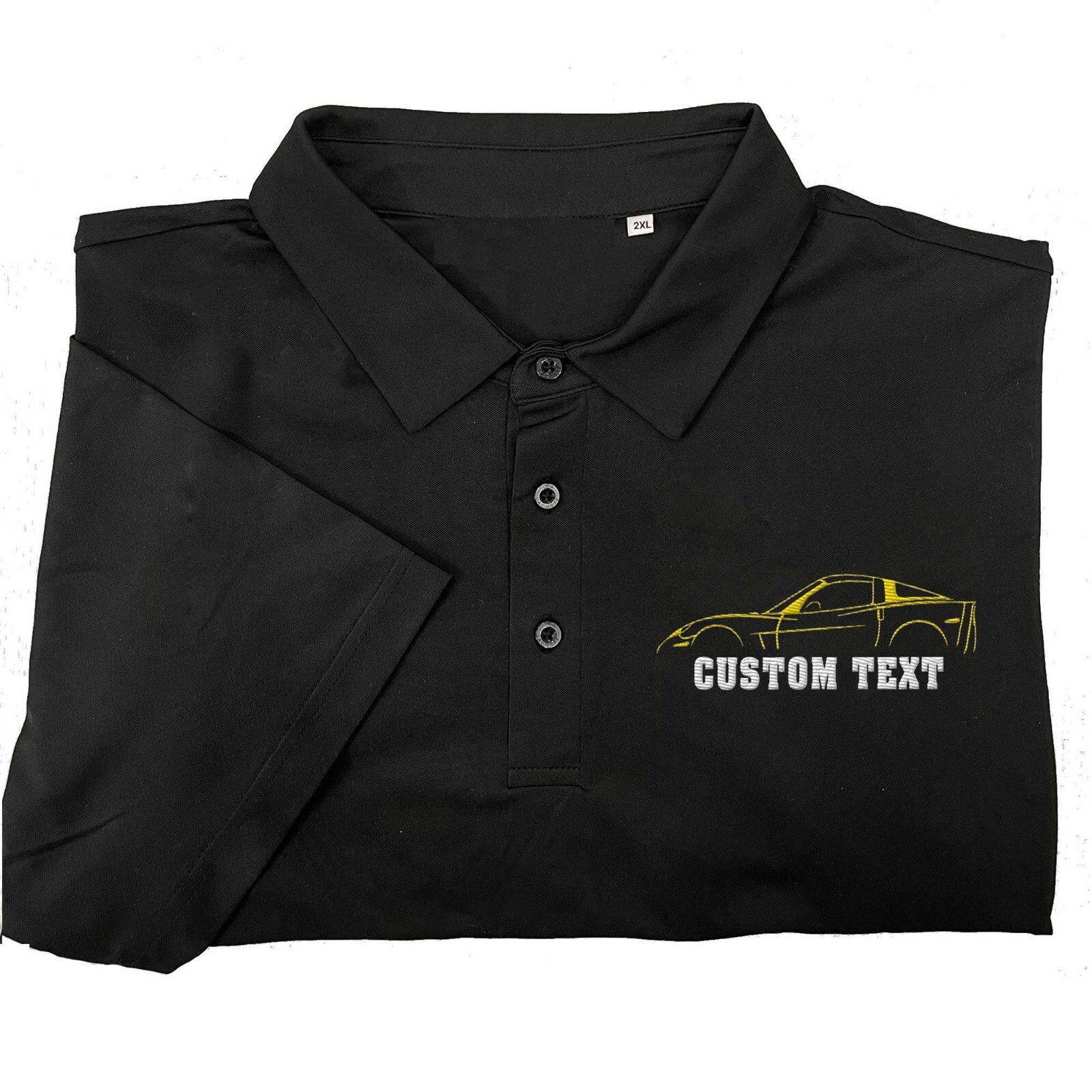 C6 Corvette Long Sleeve T-Shirt - Logo With Corvette Script On Sleeve, 100% Cotton, Black