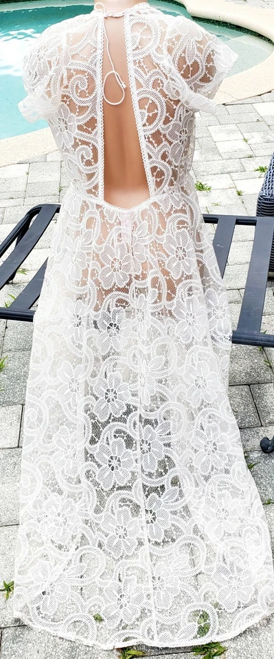 Victorias Secret Rare Vintage cover up cruise M L long lace jacket swim maxi - Image 4 of 4