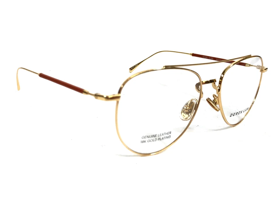 Marcos de gafas Derek Lam DL290 GDORG chapado en oro de 18 quilates cuero naranja 53-17-140 Foto 2 de 4