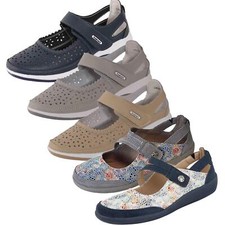 Ladies Mary Jane Sandals Flat Casual Pumps EEE Wide Fit Comfort Shoes Size 3 - 9