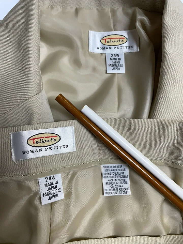NUEVO Traje Pantalón Talbots Talla Grande Pequeño 24WP Beige Conjunto de Dos Piezas Cintura Elástica Foto 2 de 4