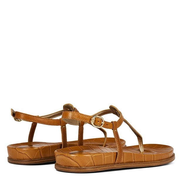 Sam Edelman Tan Leather Flat Wedge Heel Strap Flip Flops Toe