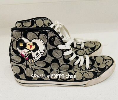 Coach Monogram Poppy-chan Ladies High Top Shoes/Trainers