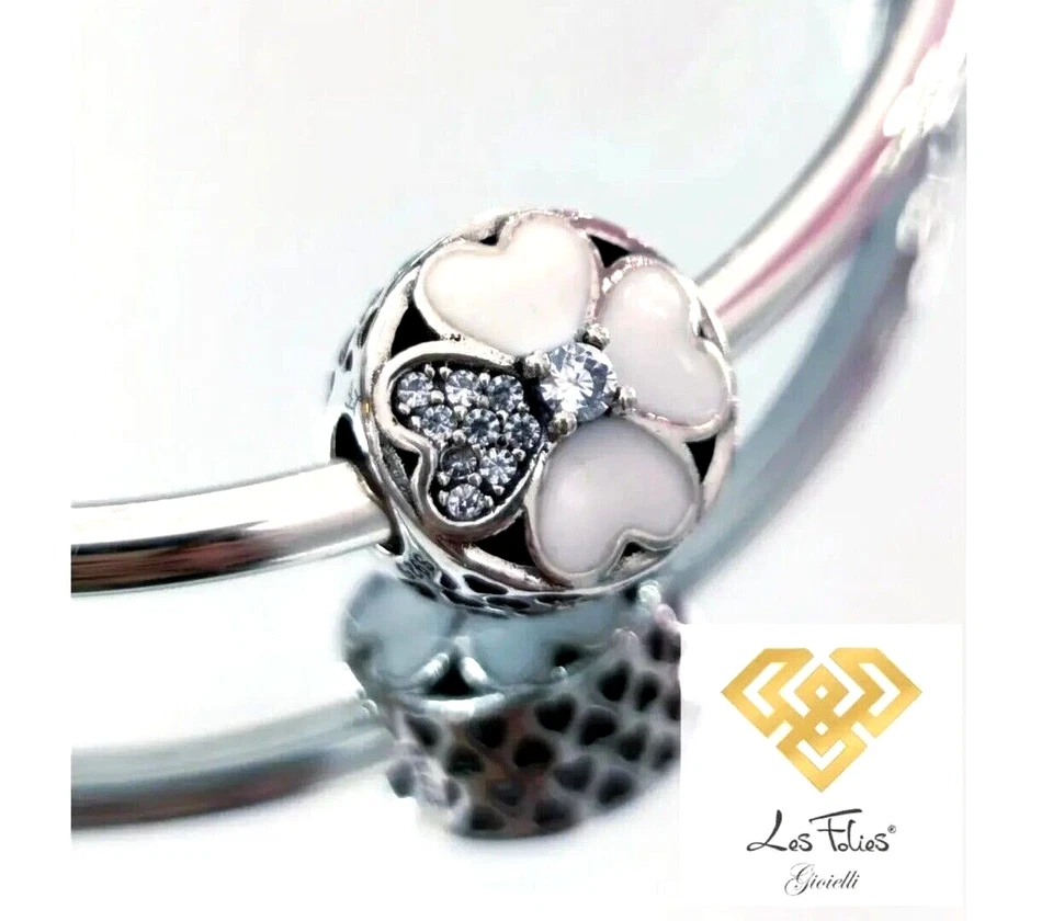Charm Quadrifoglio petalo strass in argento 925 - Les Folies - Immagine 2 di 4