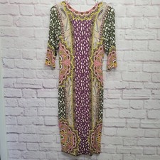 Alice + Olivia Delora Desire Dress Size 4 Stretch Bodycon 3/4 Sleeve Boho Hippie