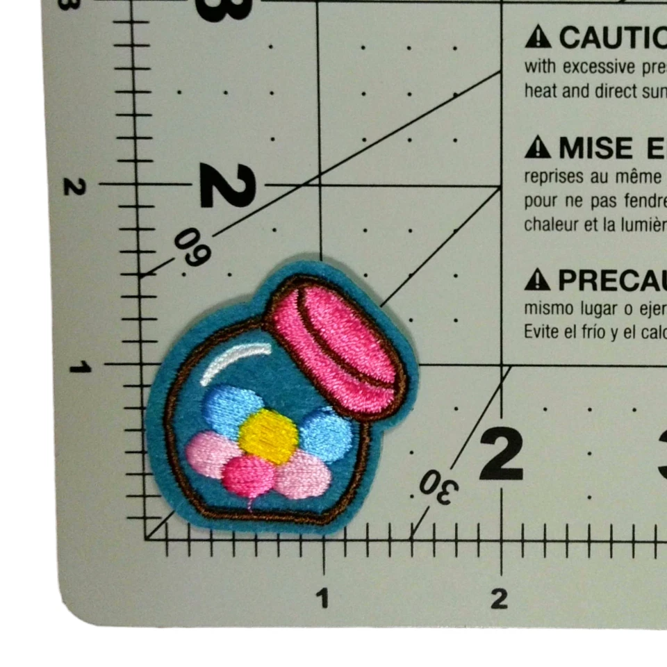 Iron On Patch Candy Gumball Jar Cartoon Clothing Decal Embroidery - Image 2 of 2