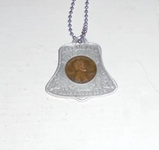 Antique Lucky Penny Coin Token Liberty Bell Keychain Pendant Birthday Lottery US
