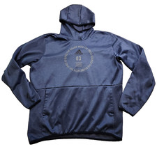 Adidas Hooded Sweatshirt Pullover Men XL Blue Climawarm Pockets Active Athletic
