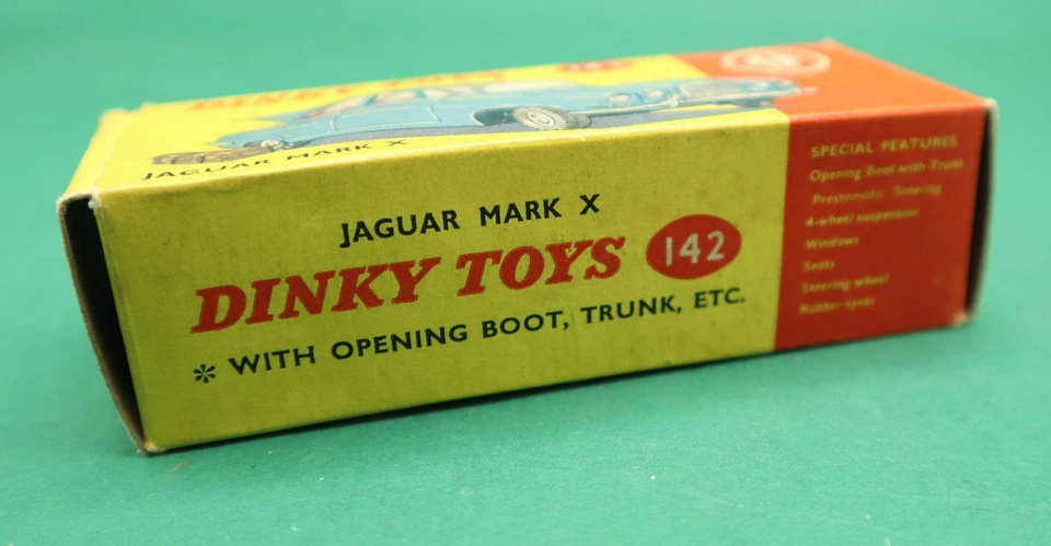 DINKY TOYS - 142- JAGUAR MARK X - OPENING BOOT, TRUNK ETC. SCATOLA ORIGINALE 1/4 - Immagine 4 di 4