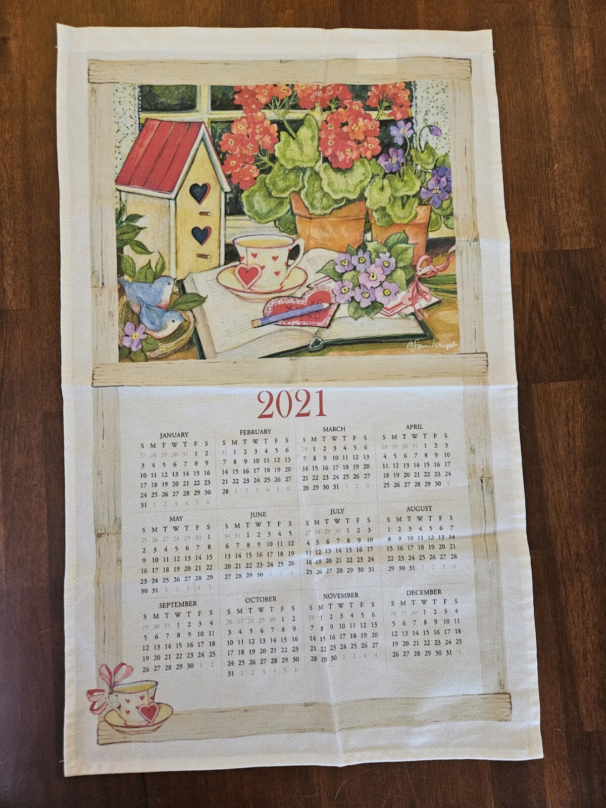 27.5"x 17" Cotton Garden Tea Bluebird Book