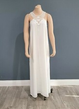 GUESS white lace halter tone on tone striped tunic maxi dress 