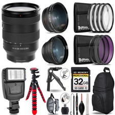 Sony FE 24-105mm f/4 G OSS Lens-3 Lens Kit  Flash  Tripod - 32GB Kit