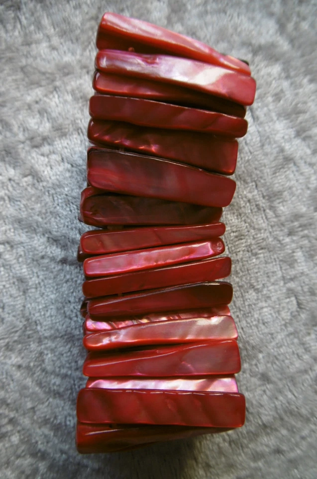 Armband Perlmutt kräftiges rosa/ pink 3cm breit ca 5cm Durchmesser dehnbar - Bild 2 von 4