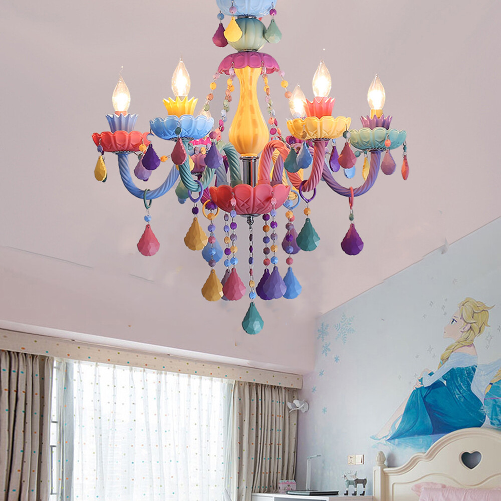 Multicolored Kids Room Chandelier Semi Flush Mount Ceiling Light