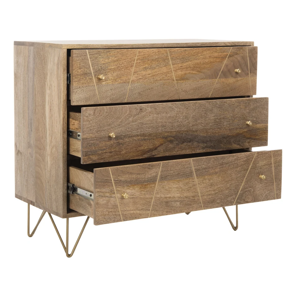 SAFAVIEH Marigold 3-Drawer Chest | Natural / Brass | - Image 4 of 4
