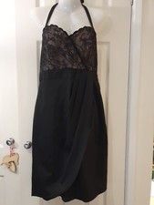 Next Black Halter Cocktail Dress With Lace Detail Size 14