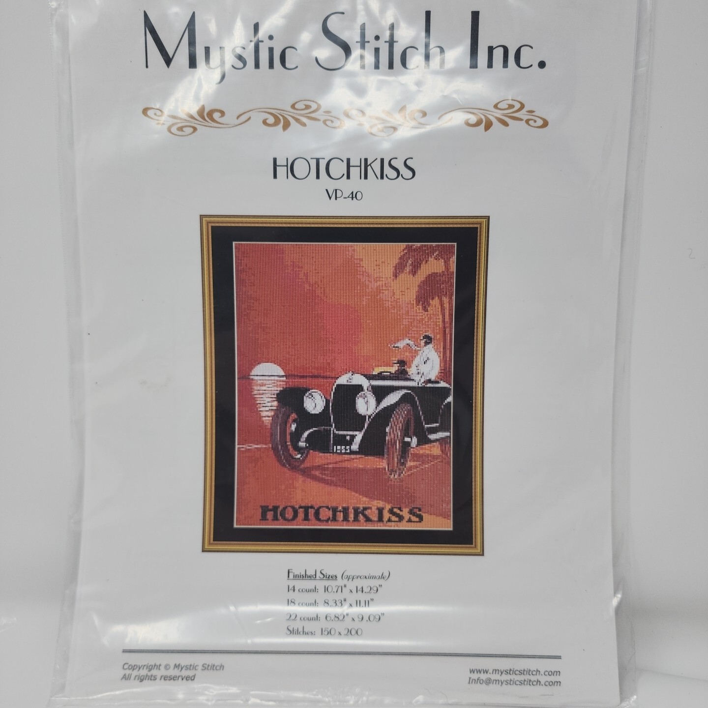 Mystic Stitch Hotchkiss VP-40 Cross Stitch Pattern Chart Car Sunset