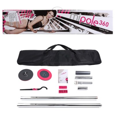 Poteau De Danse Mi Pole 360 – Avec Sac De Voyage Et Lumière Sonore, Portable, Acier Argenté