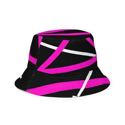 Reversible Bucket Hat Black and Pink Pattern | eBay