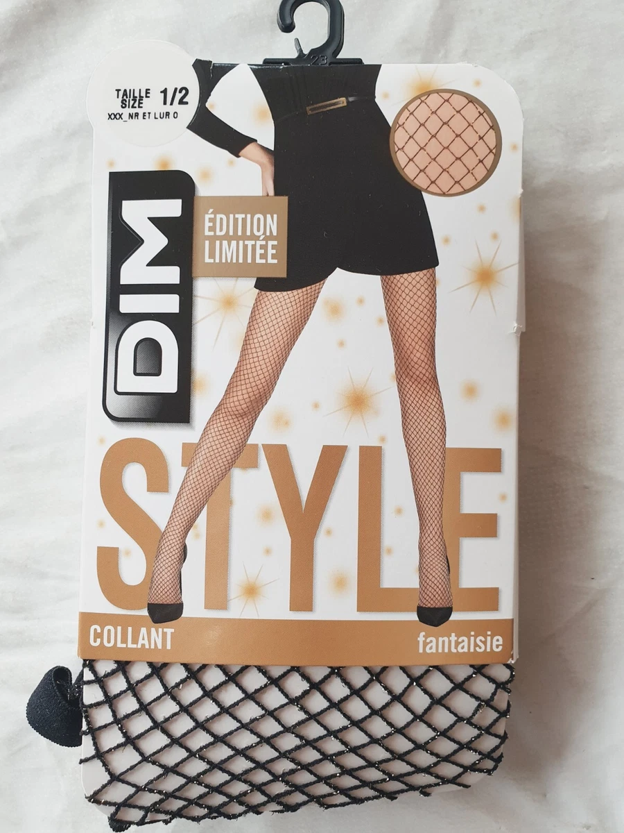 Collant fantaisie noir et argent resille taille 1 2 marque DIM eBay