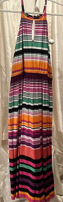 VENUS Keyhole Striped Maxi Dress Size XL Bright Colorful Sleeveless gorgeous