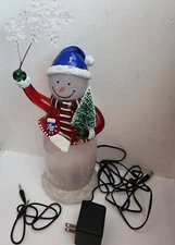 Snowman Christmas Music Speaker System Changing Flashing LED Decor Acrylic Avon