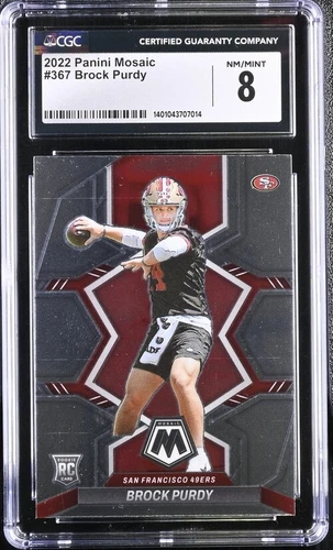 2022 PANINI MOSAIC SILVER #367 BROCK PURDY ROOKIE RC CGC 8 NM MINT LOOKS BETTER