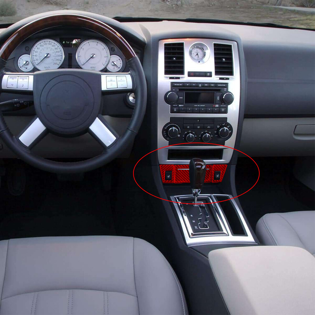 Red Carbon Fiber Ashtray Cover Trim With Heated Seats For Chrysler 300 2005-07