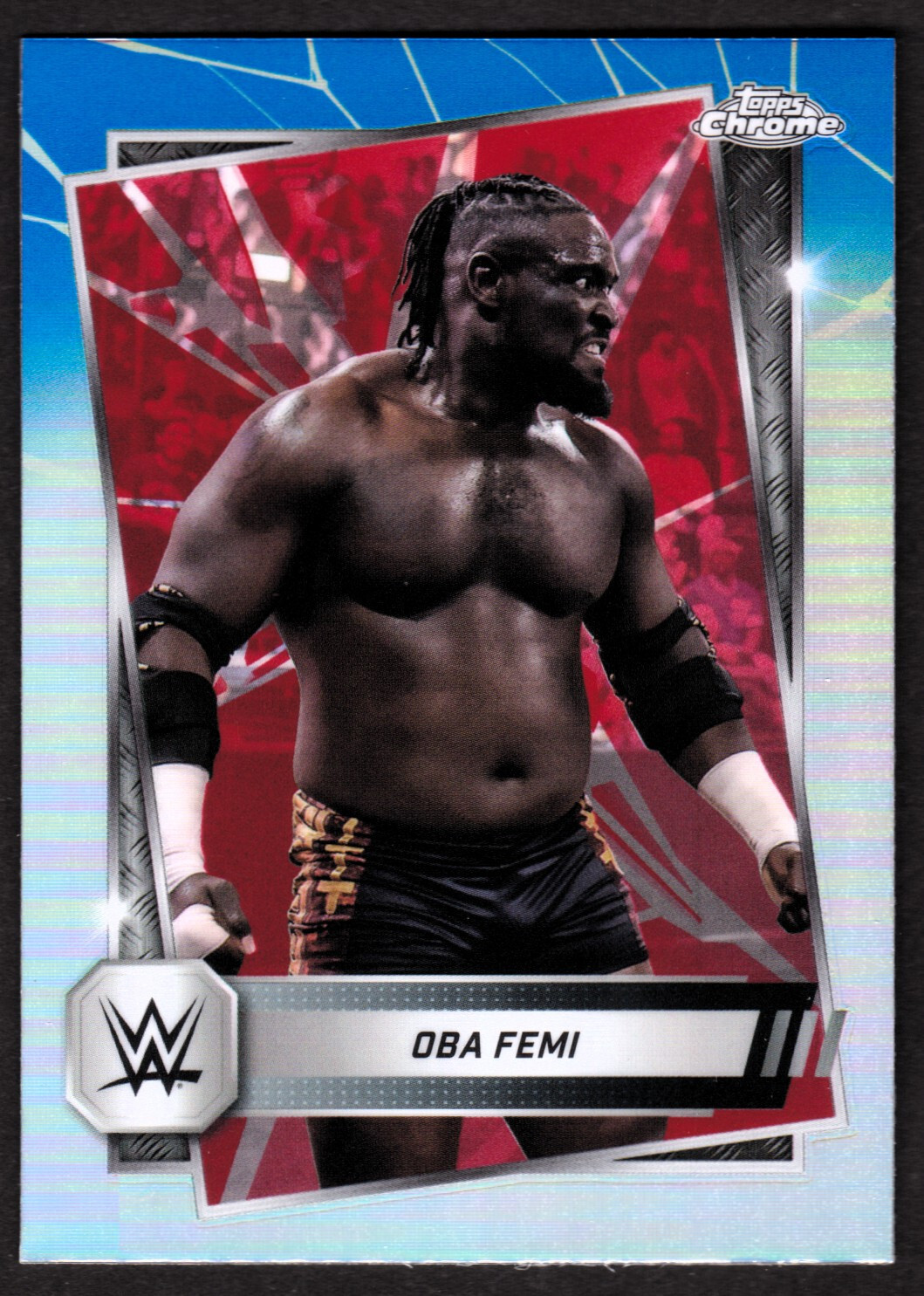 2025 Topps Chrome WWE RED and BLUE Refractors #113 Oba Femi