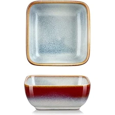 vancasso STERN Square Dipping Snack Bowl 4Pc Saucer Dish Stoneware Serving Dish 