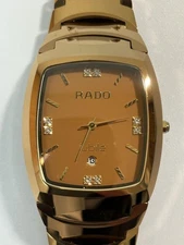Rado Jubile Gold Watch Stainless Steel Brown Dial Diamond Accents Used
