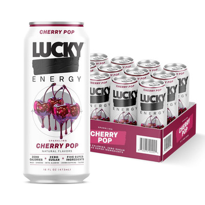 Sugar Free Energy Drinks, Cherry Pop, 16Oz Cans (12-Pack) Healthy, Zero Sugar En